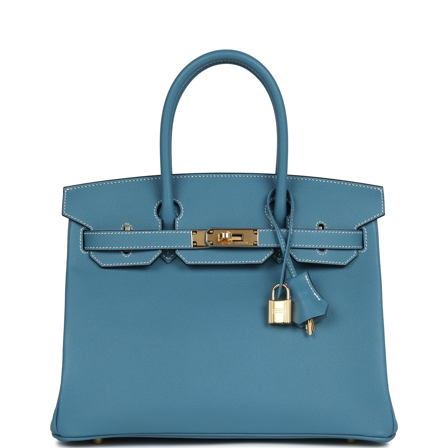 Hermes Birkin 30 Blue Jean Epsom Gold Hardware