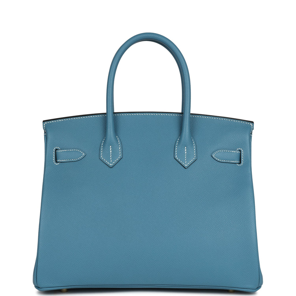 Hermes Birkin 30 Blue Jean Epsom Gold Hardware