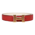 Hermes 24mm Reversible Rouge H/White Constance H Belt 85cm Gold Buckle
