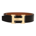 Hermes 32mm Reversible Black/Gold Constance H Belt 75cm Brushed Gold Buckle
