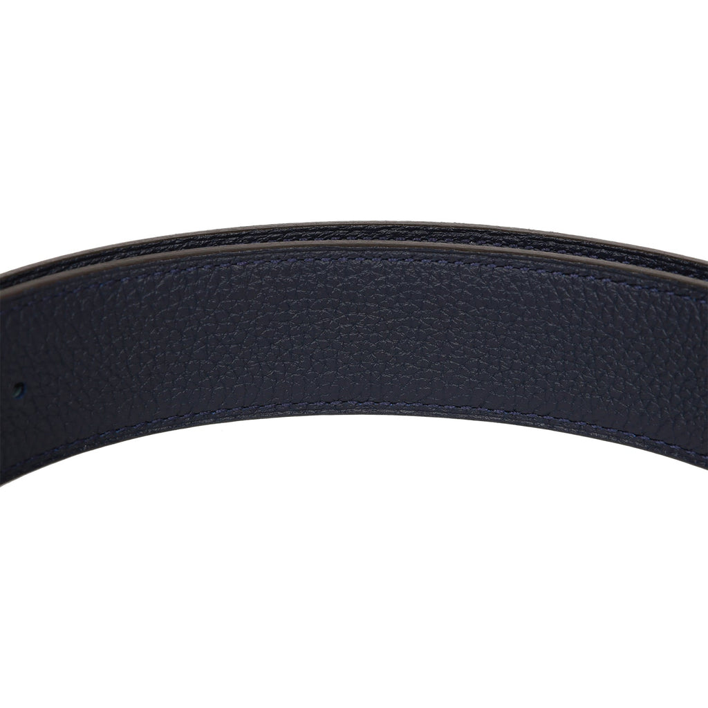 Hermes 32mm Reversible Black/Bleu Nuit Constance H Belt 75cm Brushed Gold Buckle