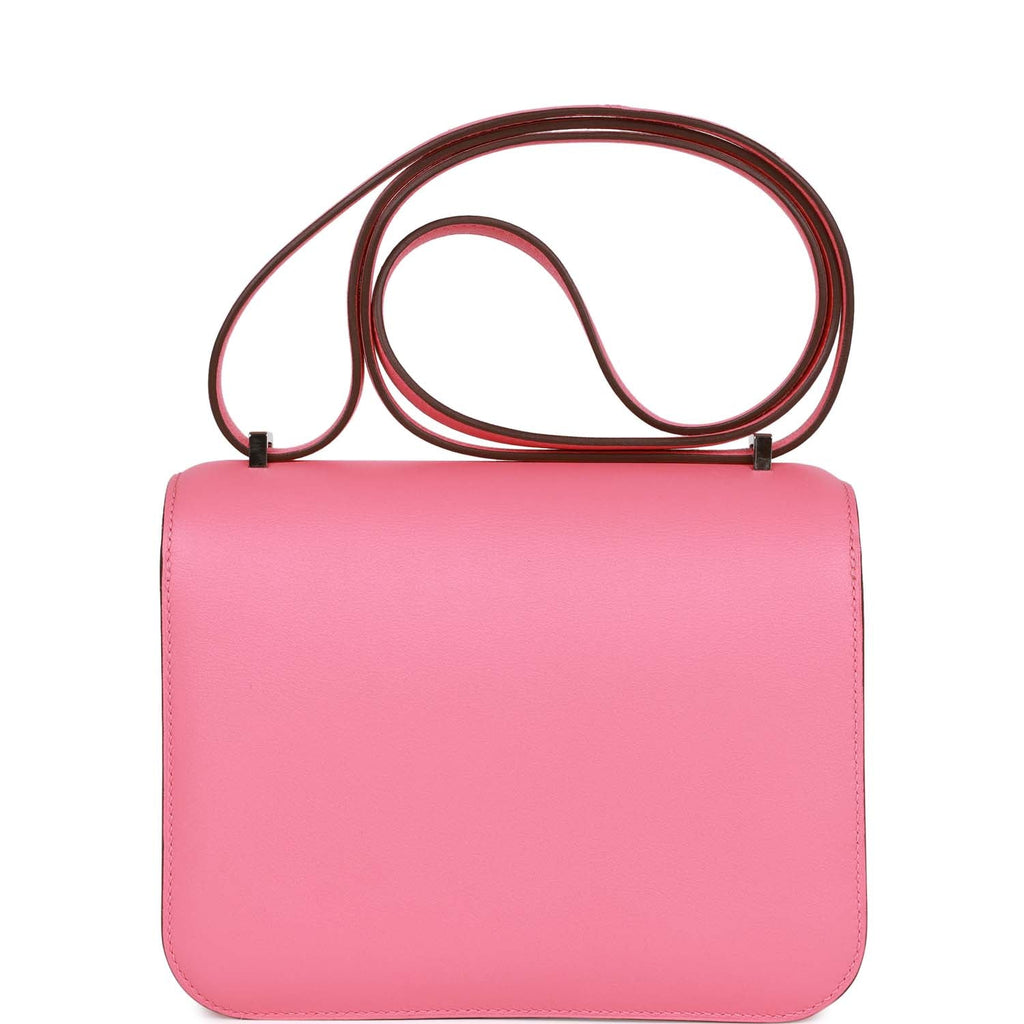 Pre-owned Hermes Constance 18 Rose Azalee Swift Palladium Hardware