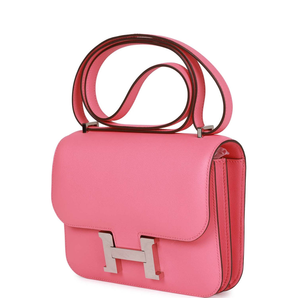 Pre-owned Hermes Constance 18 Rose Azalee Swift Palladium Hardware