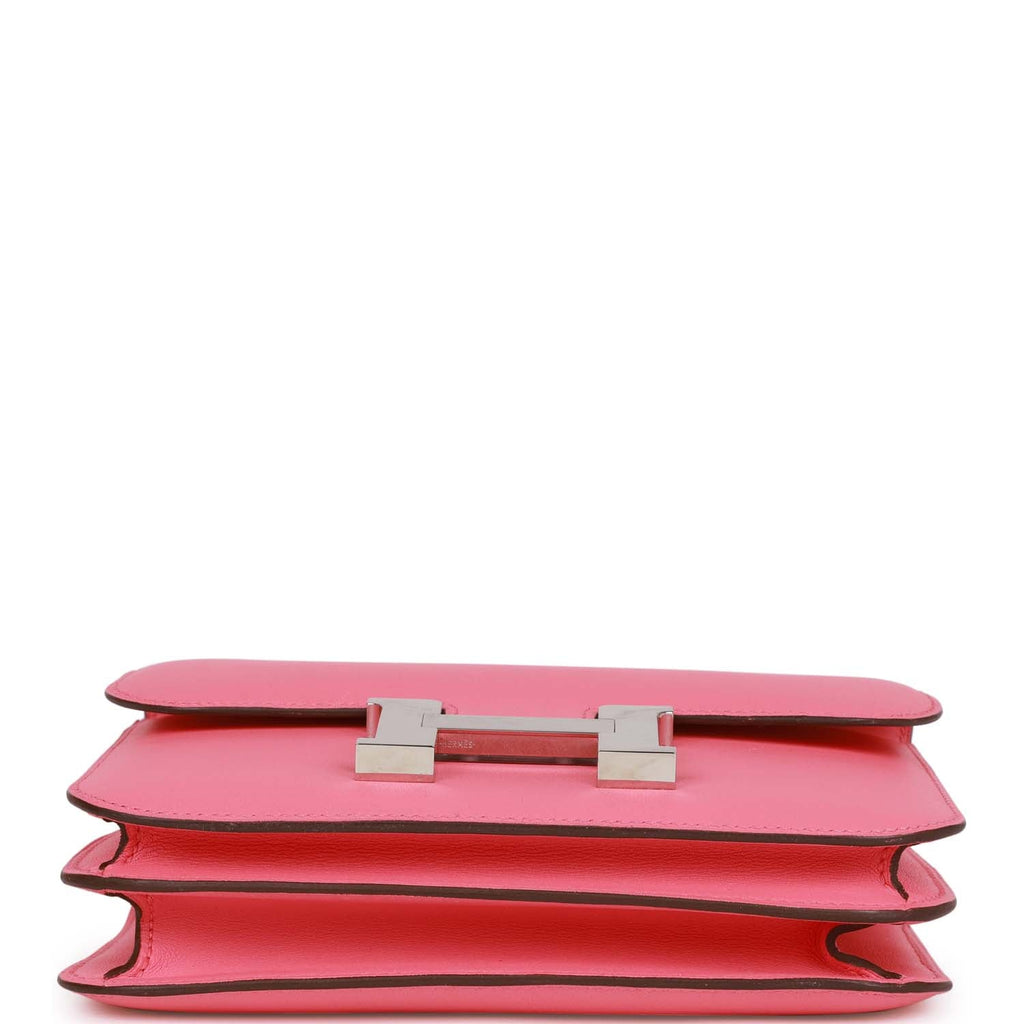 Pre-owned Hermes Constance 18 Rose Azalee Swift Palladium Hardware