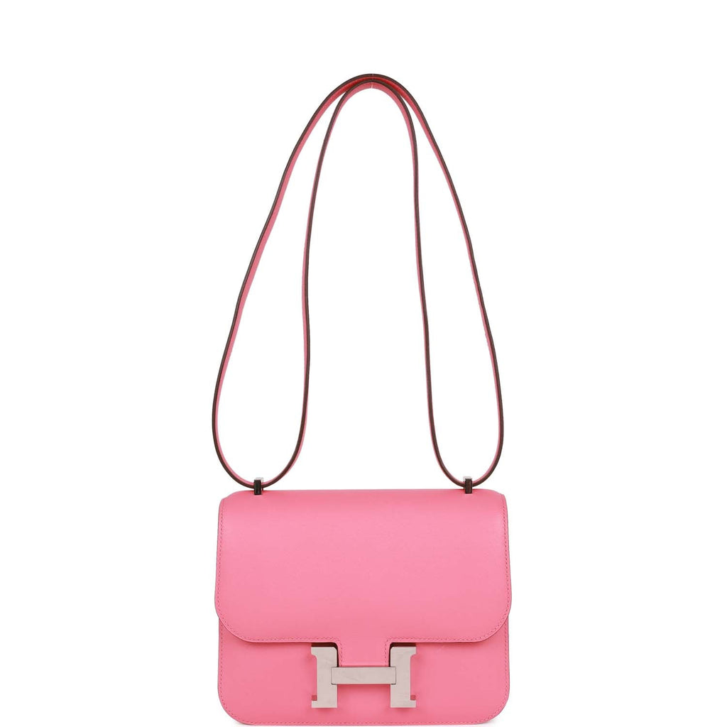 Pre-owned Hermes Constance 18 Rose Azalee Swift Palladium Hardware