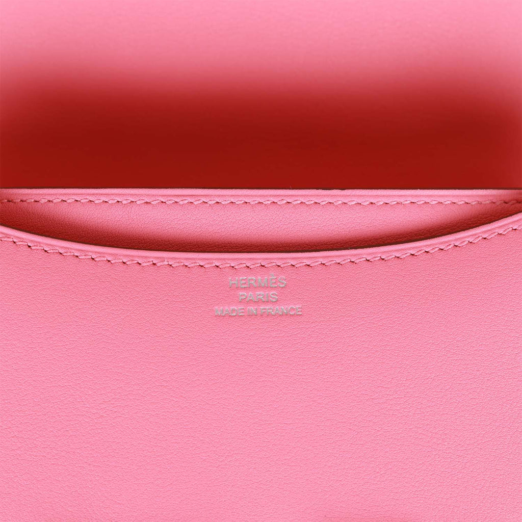 Pre-owned Hermes Constance 18 Rose Azalee Swift Palladium Hardware