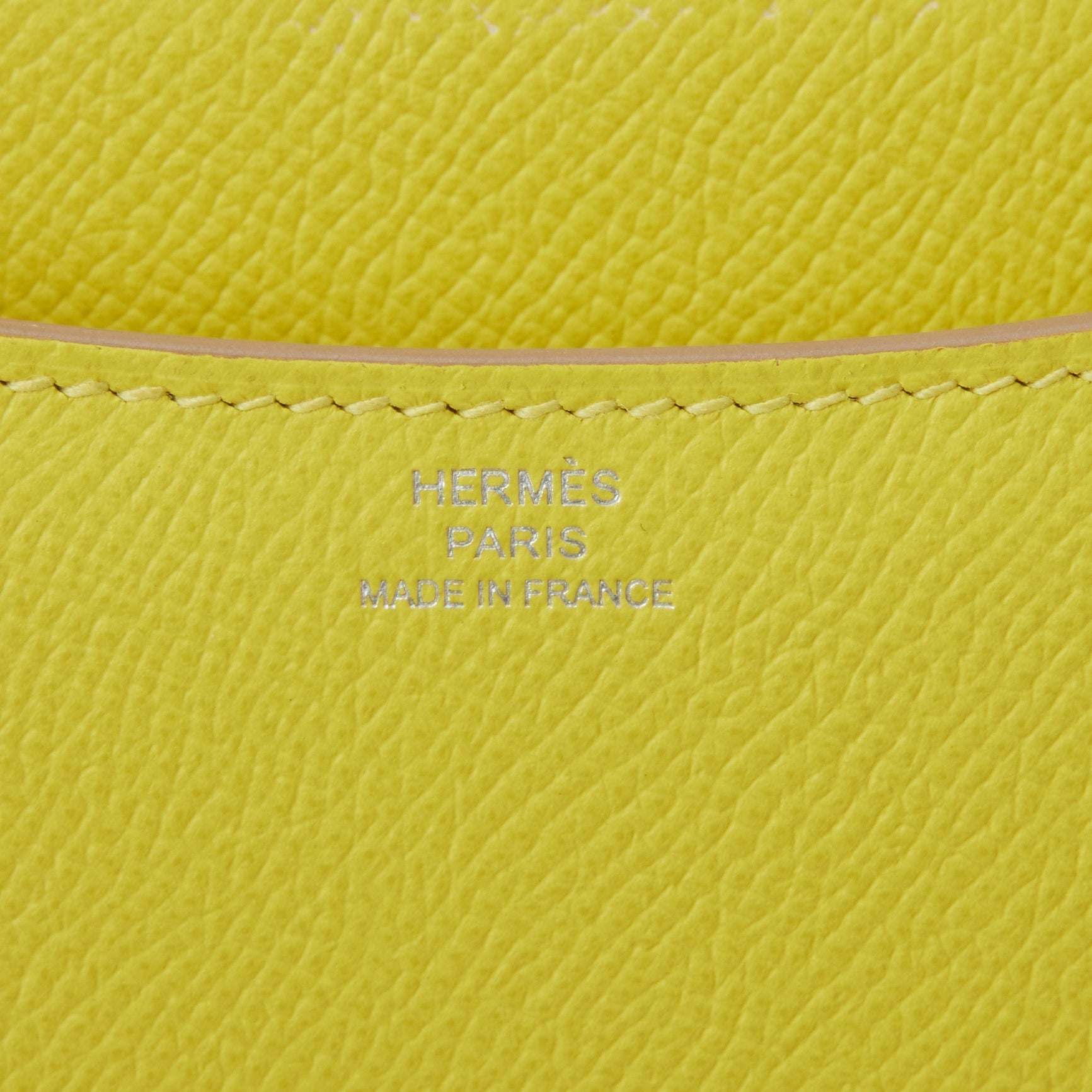 Pre-owned Hermes Constance 18 Lime Epsom Palladium Hardware