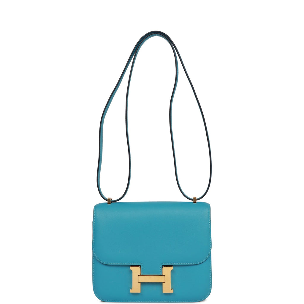 Pre-owned Hermes Constance 18 Bleu du Nord Swift Gold Hardware