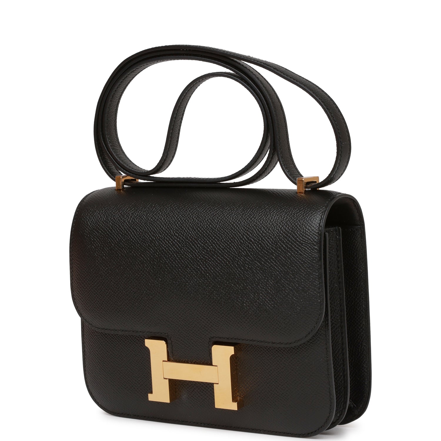 Pre-owned Hermes Constance 18 Black Epsom Gold Hardware