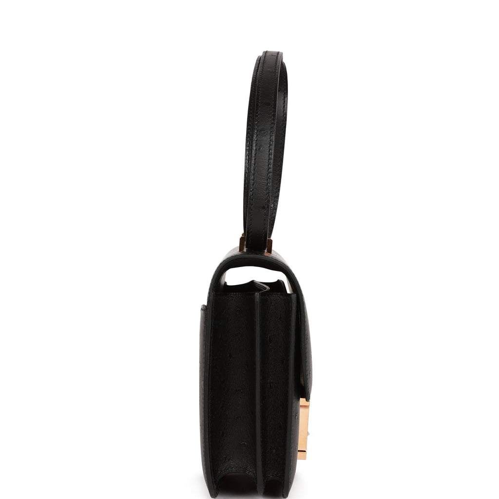 Hermes Constance 18 Black Ostrich Rose Gold Hardware