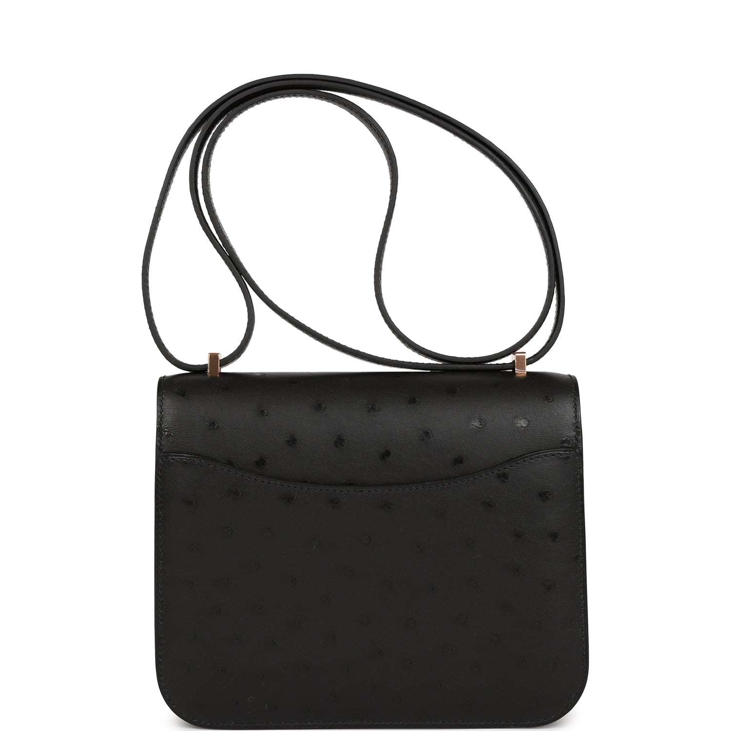 Hermes Constance 18 Black Ostrich Rose Gold Hardware