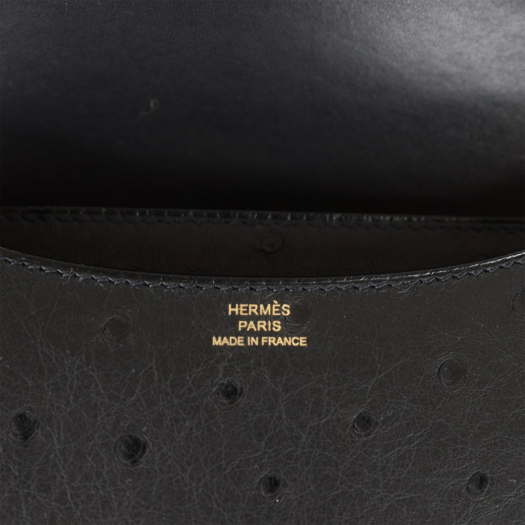 Hermes Constance 18 Black Ostrich Rose Gold Hardware