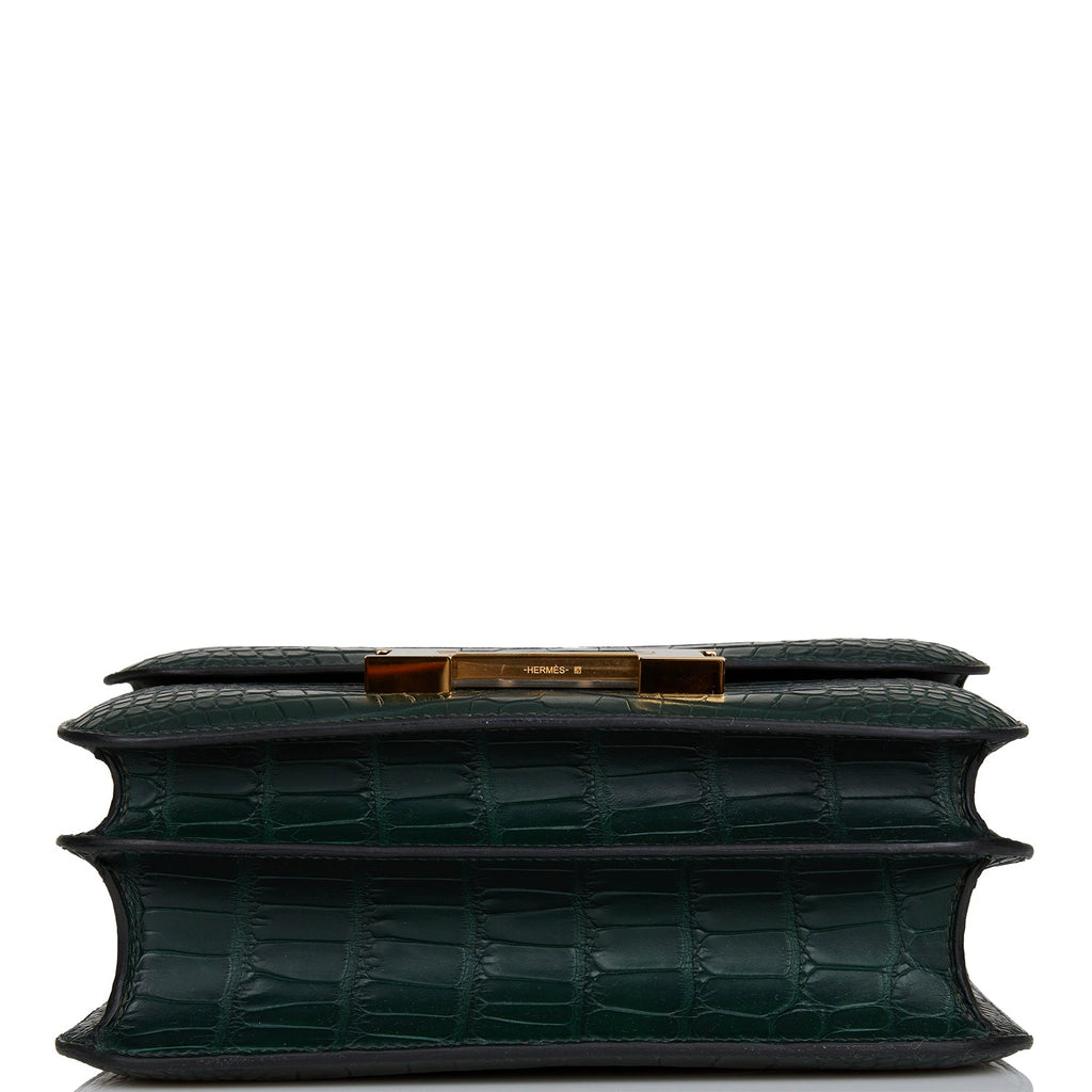 Hermes Constance 24 Vert Fonce Matte Alligator Gold Hardware