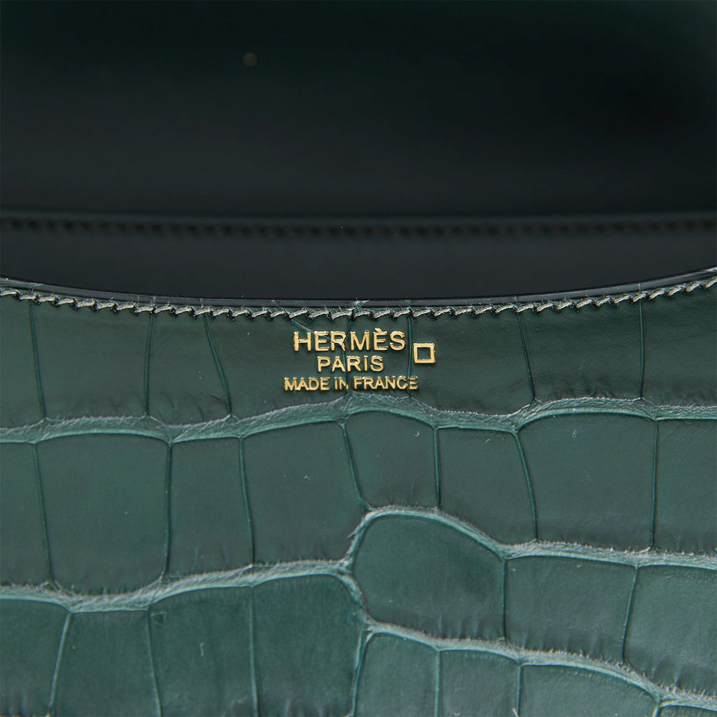 Hermes Constance 24 Vert Fonce Matte Alligator Gold Hardware
