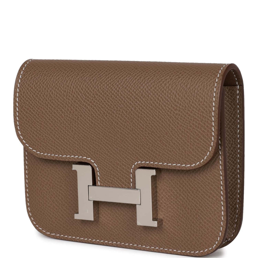 Hermes Constance Slim Wallet Etoupe Epsom Palladium Hardware