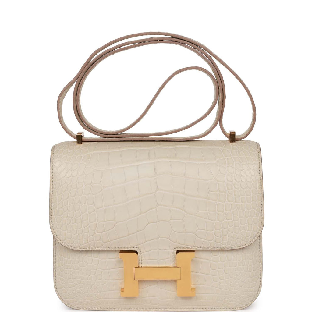 Hermes Constance 18 Beton Matte Alligator Mississippiensis Gold Hardware