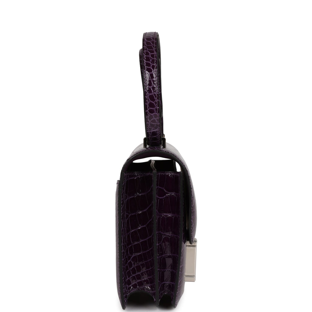 Hermes Constance 18 Amethyst Shiny Alligator Tigers Eye Quartz Palladium Hardware