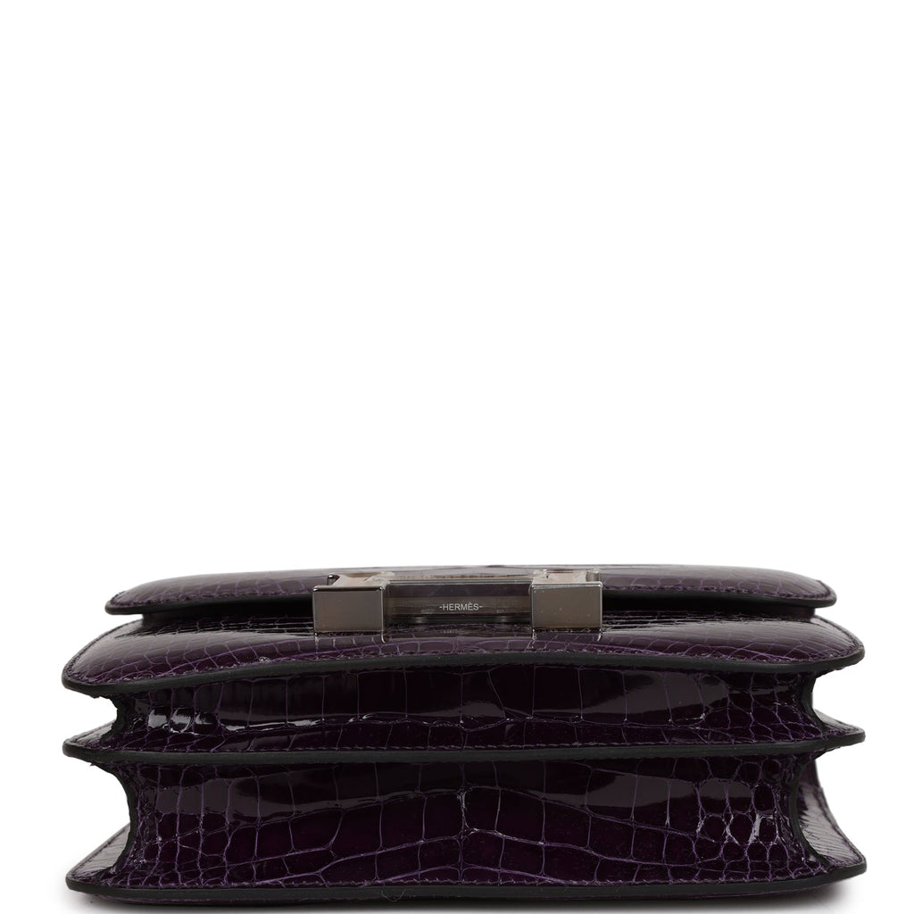 Hermes Constance 18 Amethyst Shiny Alligator Tigers Eye Quartz Palladium Hardware