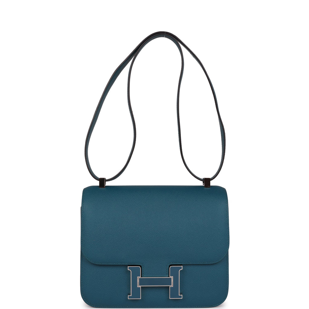 Pre-owned Hermes Constance 24 Vert Bosphore Epsom Lacquer Palladium Hardware