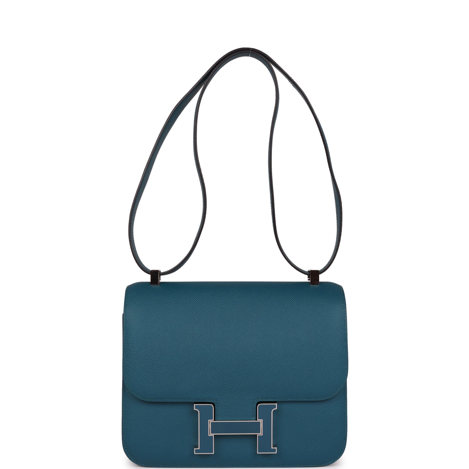 Pre-owned Hermes Constance 24 Vert Bosphore Epsom Lacquer Palladium Hardware
