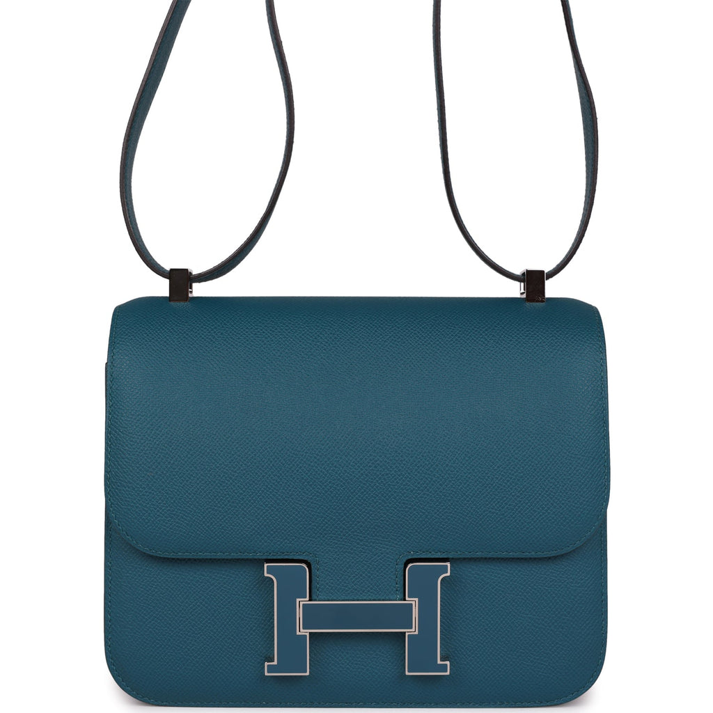 Pre-owned Hermes Constance 24 Vert Bosphore Epsom Lacquer Palladium Hardware