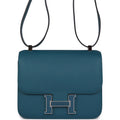 Pre-owned Hermes Constance 24 Vert Bosphore Epsom Lacquer Palladium Hardware