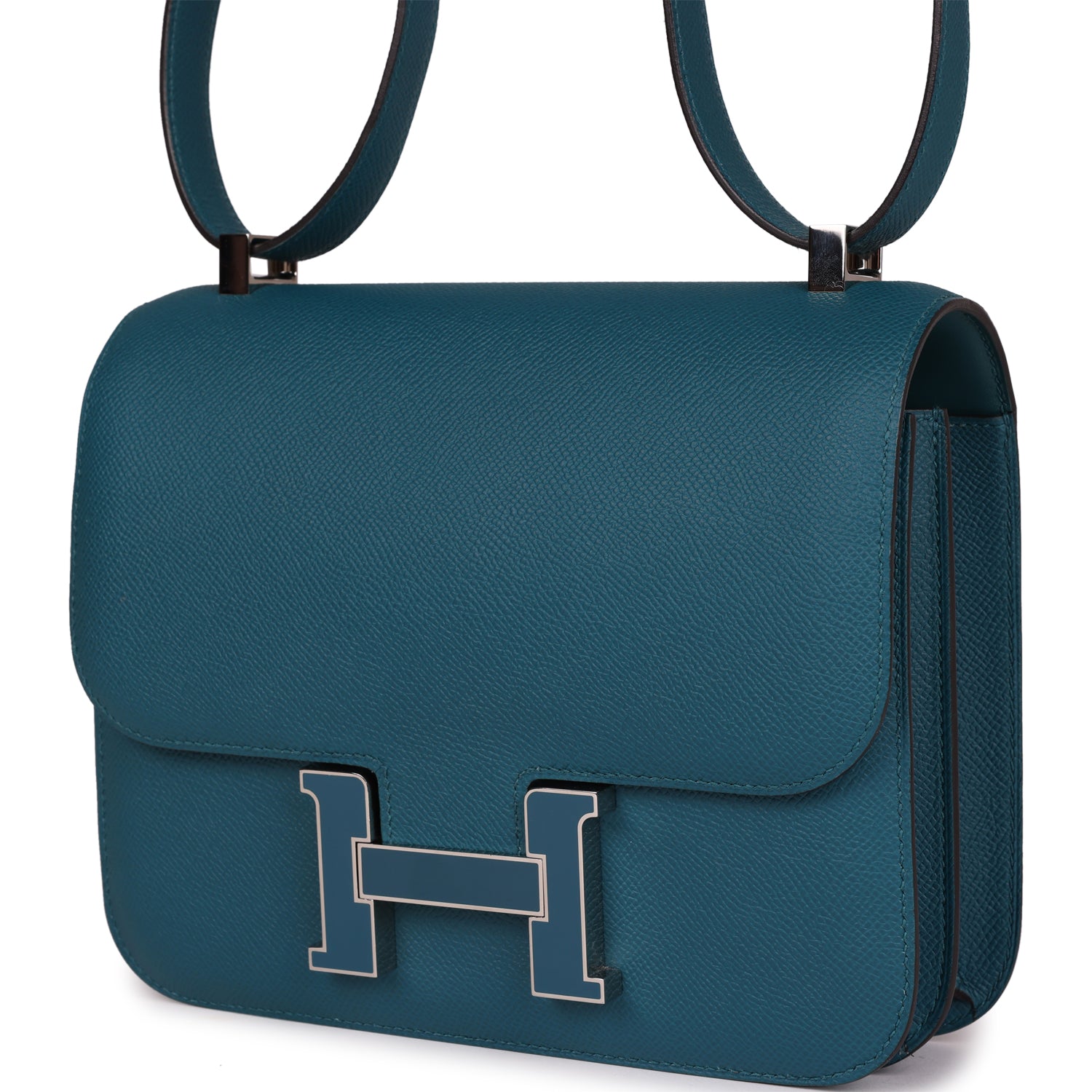 Pre-owned Hermes Constance 24 Vert Bosphore Epsom Lacquer Palladium Hardware