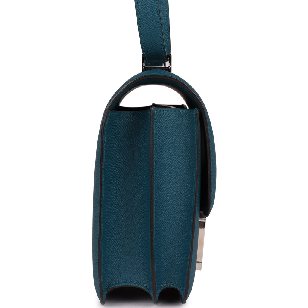 Pre-owned Hermes Constance 24 Vert Bosphore Epsom Lacquer Palladium Hardware