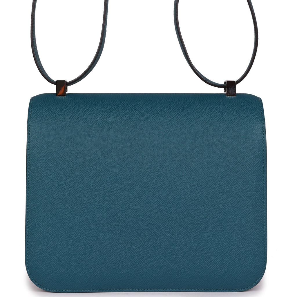 Pre-owned Hermes Constance 24 Vert Bosphore Epsom Lacquer Palladium Hardware