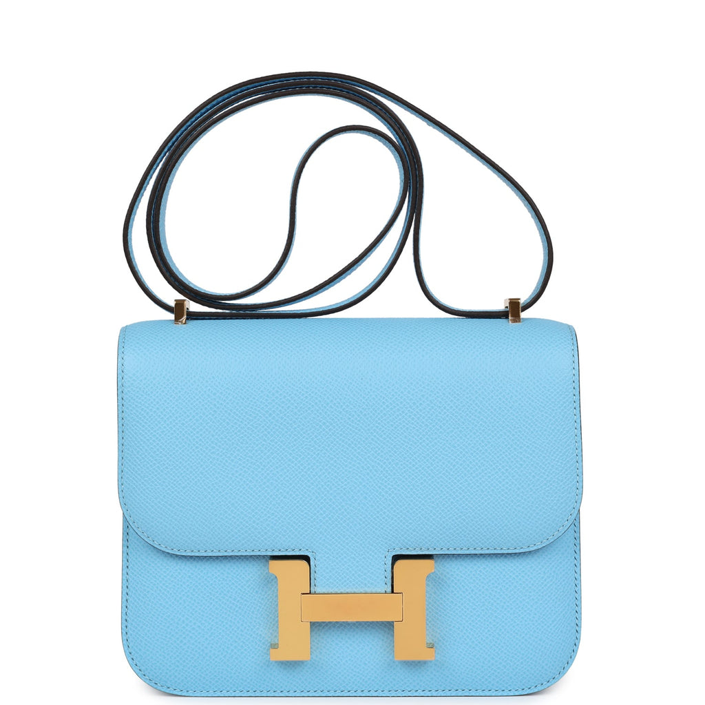 Hermes Constance 18 Celeste Epsom Gold Hardware
