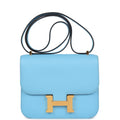 Hermes Constance 18 Celeste Epsom Gold Hardware