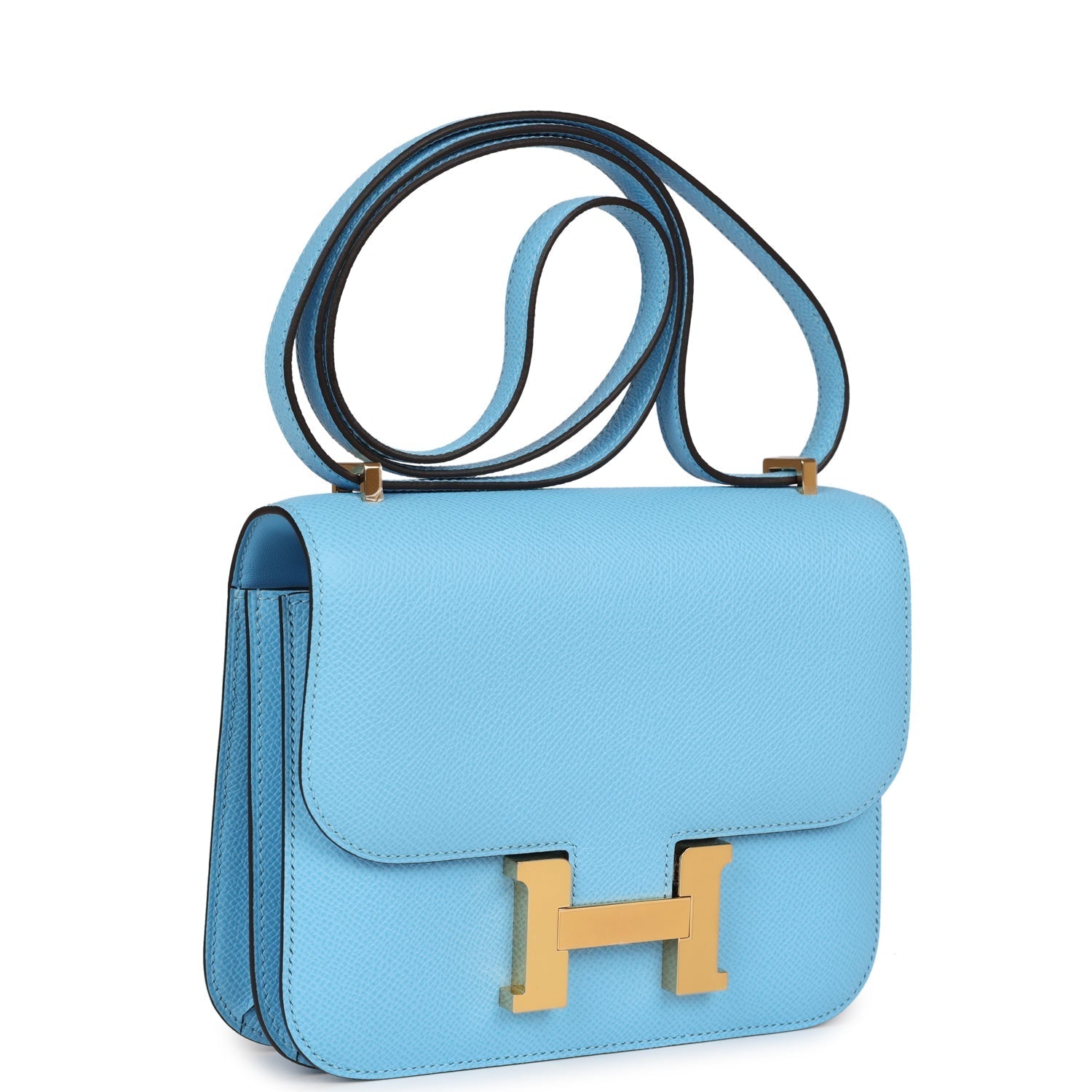 Hermes Constance 18 Celeste Epsom Gold Hardware