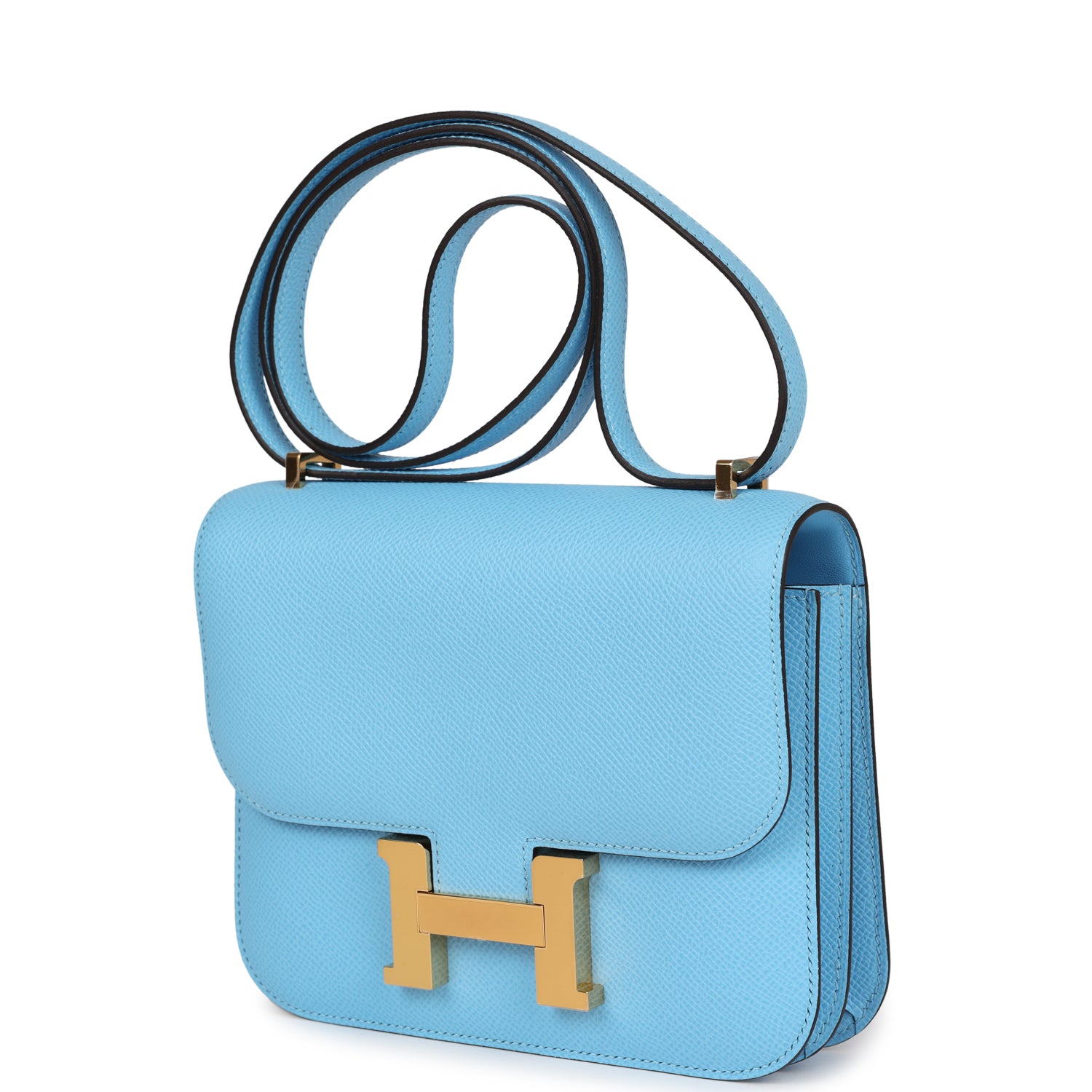Hermes Constance 18 Celeste Epsom Gold Hardware