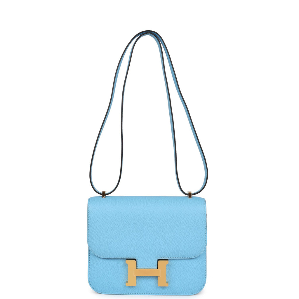 Hermes Constance 18 Celeste Epsom Gold Hardware