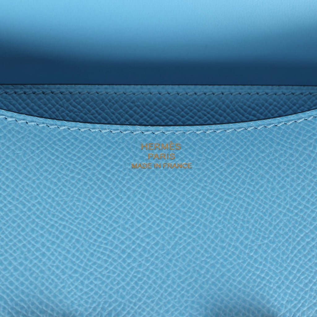Hermes Constance 18 Celeste Epsom Gold Hardware