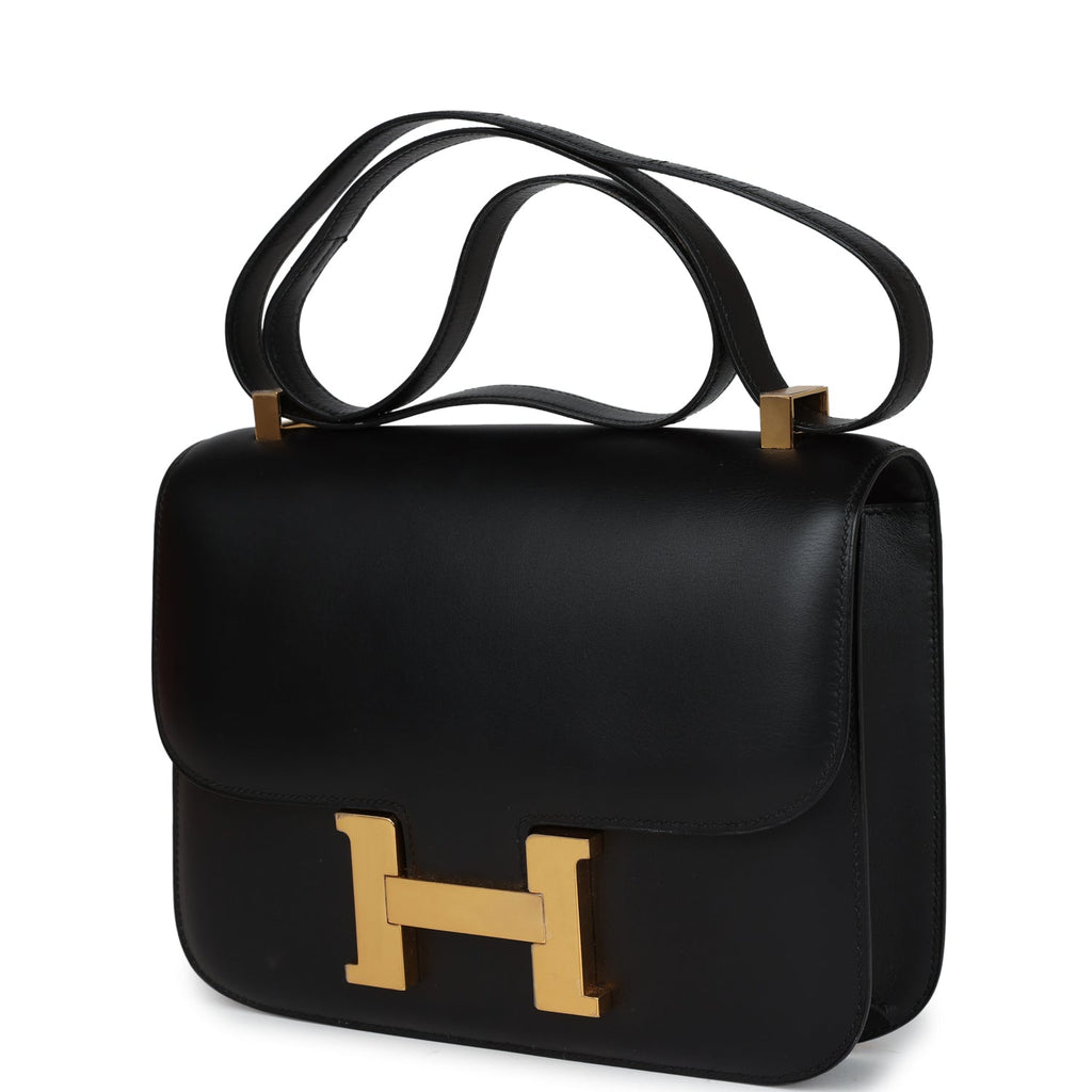 Vintage Hermes Constance 23 Black Evercalf Gold Hardware