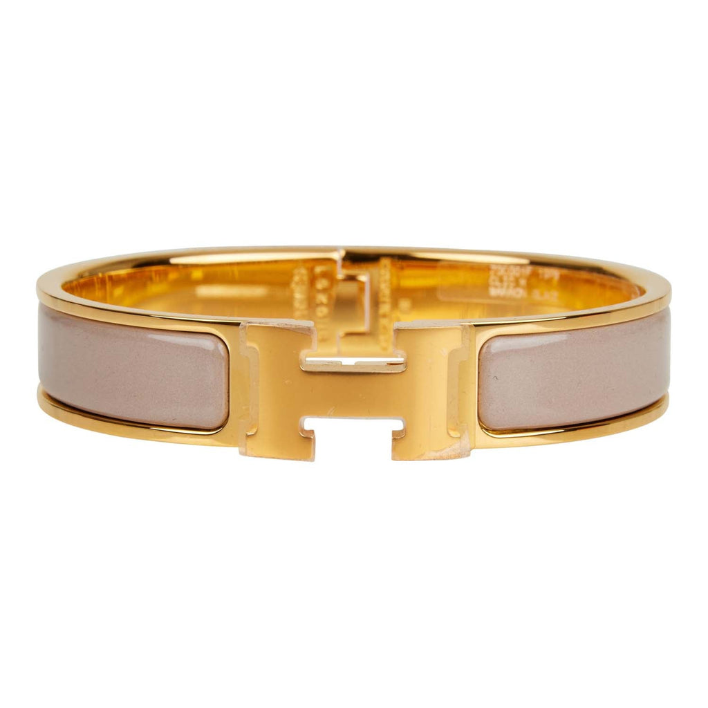 Hermes Marron Fonce Clic Clac H Narrow Enamel Bracelet PM GHW