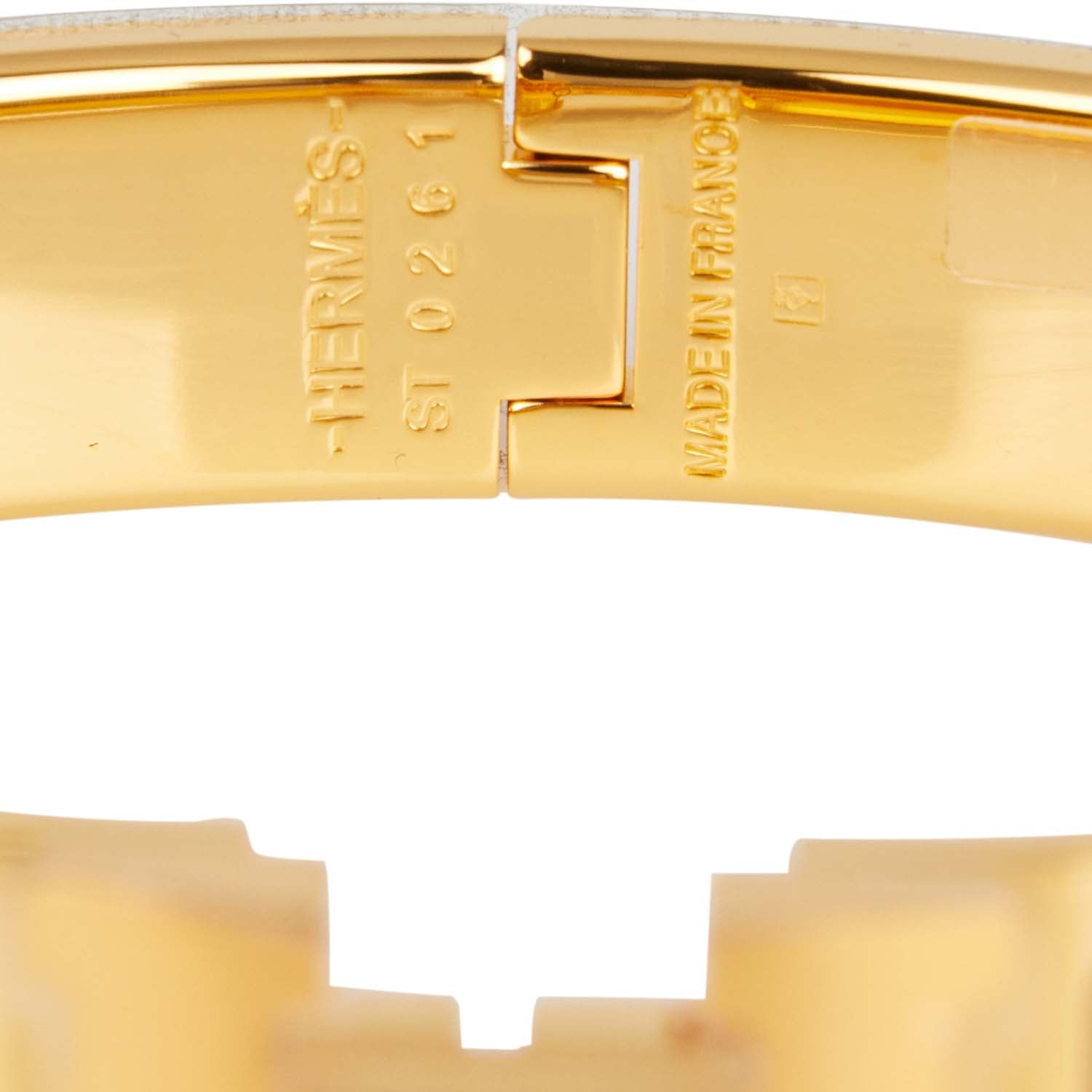 Hermes Marron Fonce Clic Clac H Narrow Enamel Bracelet PM GHW