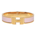 Hermes Rose Dragee Clic Clac H Narrow Enamel Bracelet PM GHW