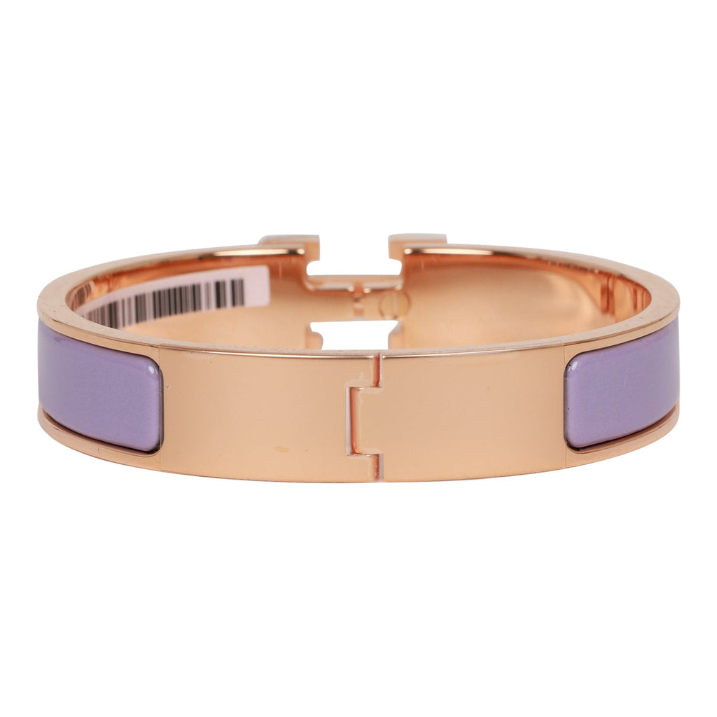Hermes Lilac Clic Clac H Narrow Enamel Bracelet PM RGHW