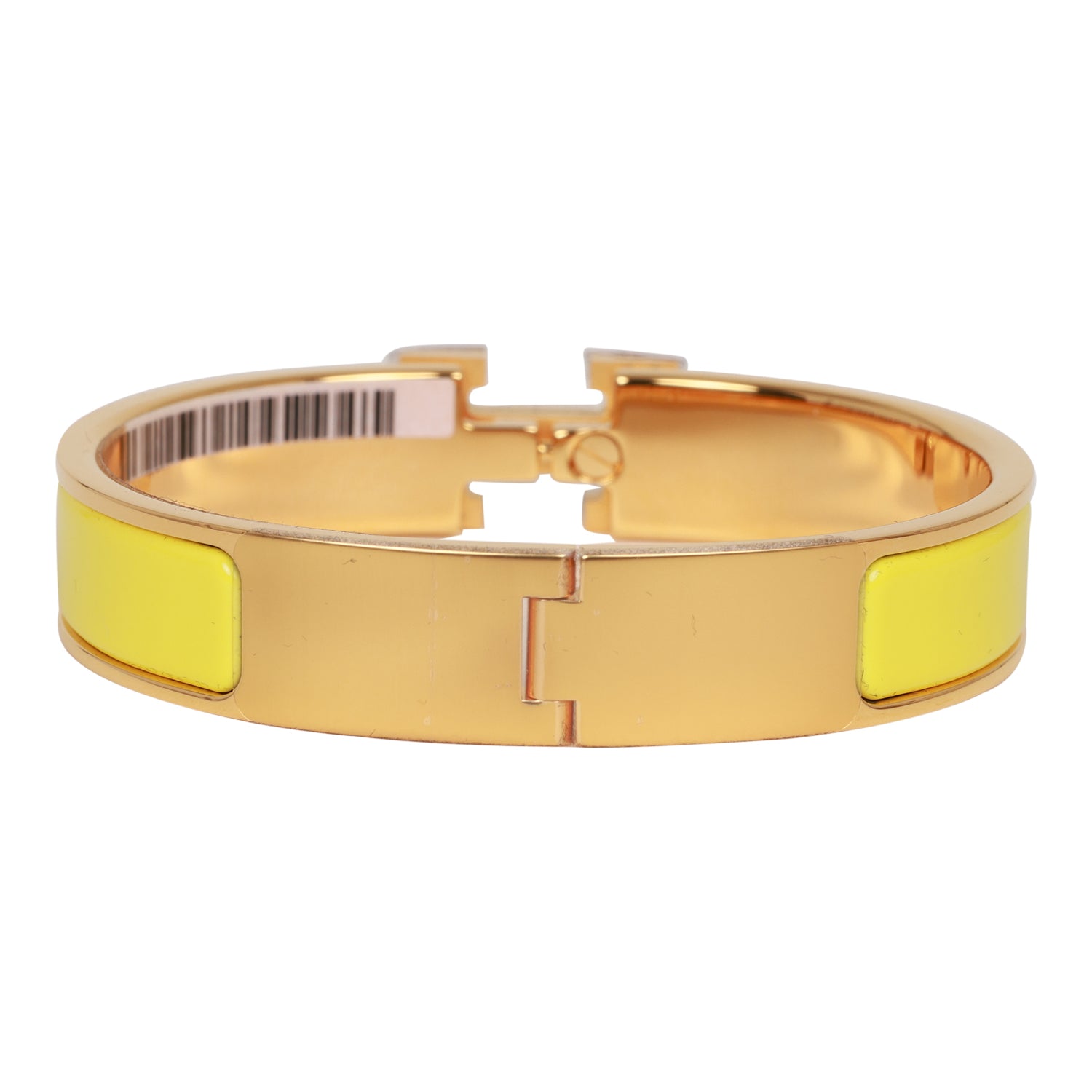 Hermes Jaune Tennis Clic Clac H Narrow Enamel Bracelet PM GHW