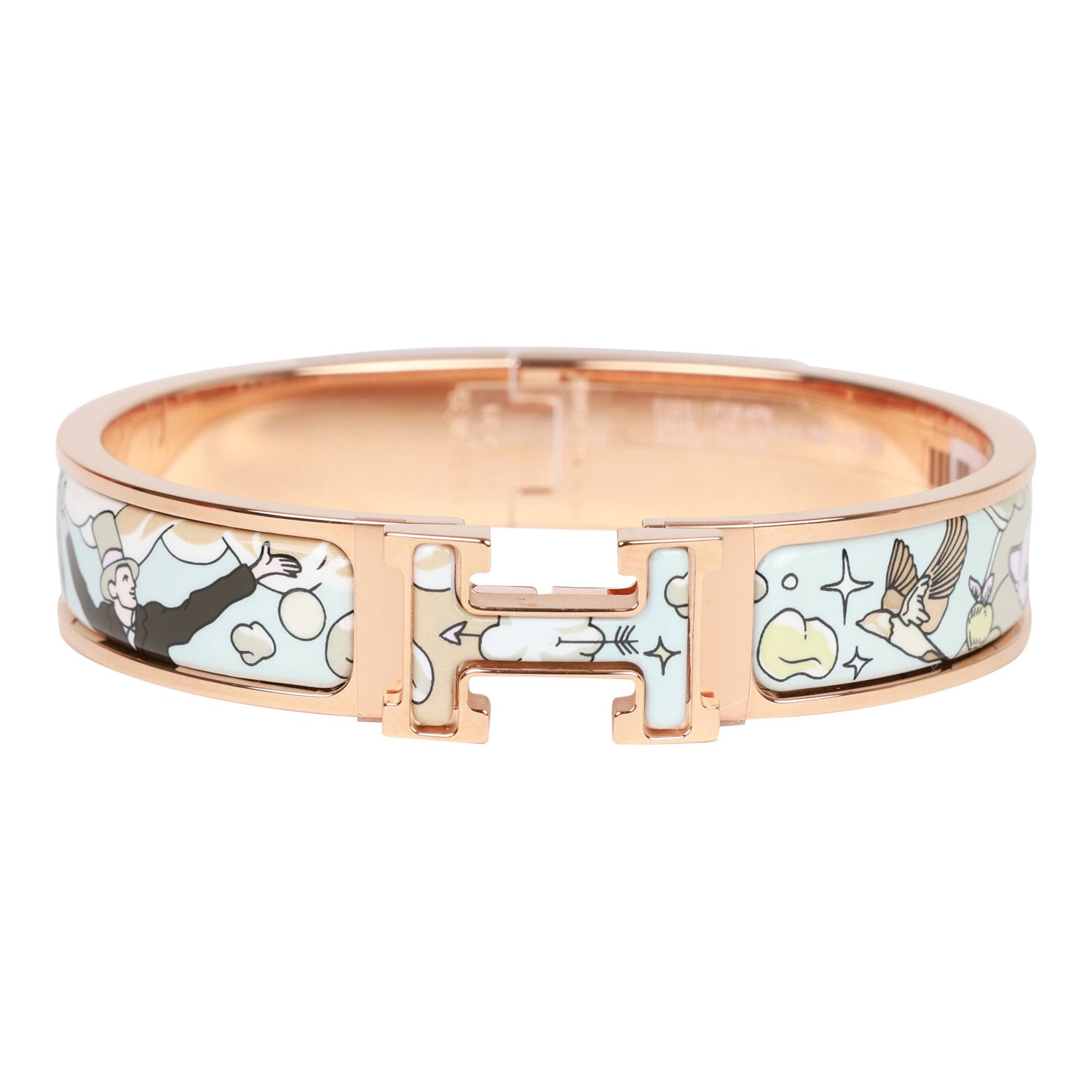 Hermes Dans Les Nuages Clic Clac H Narrow Enamel Bracelet PM RGHW