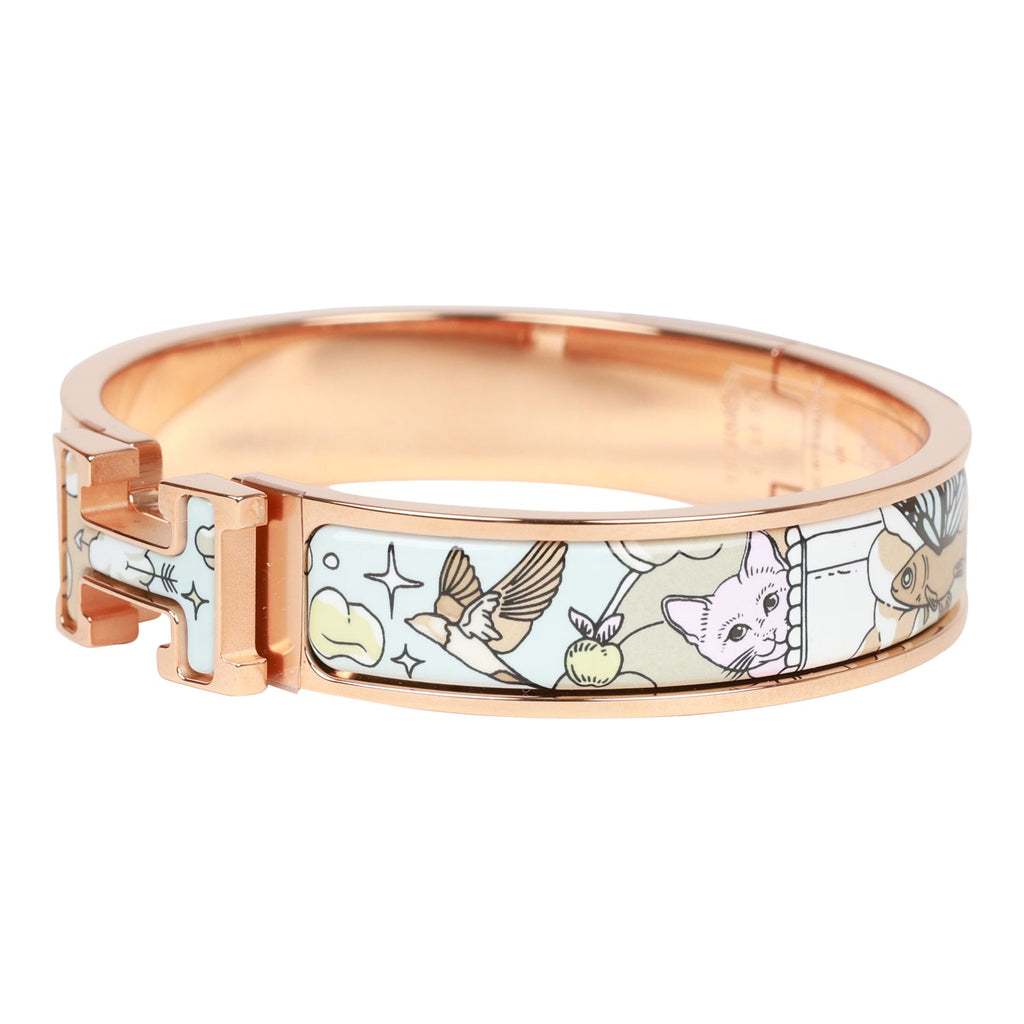 Hermes Dans Les Nuages Clic Clac H Narrow Enamel Bracelet PM RGHW