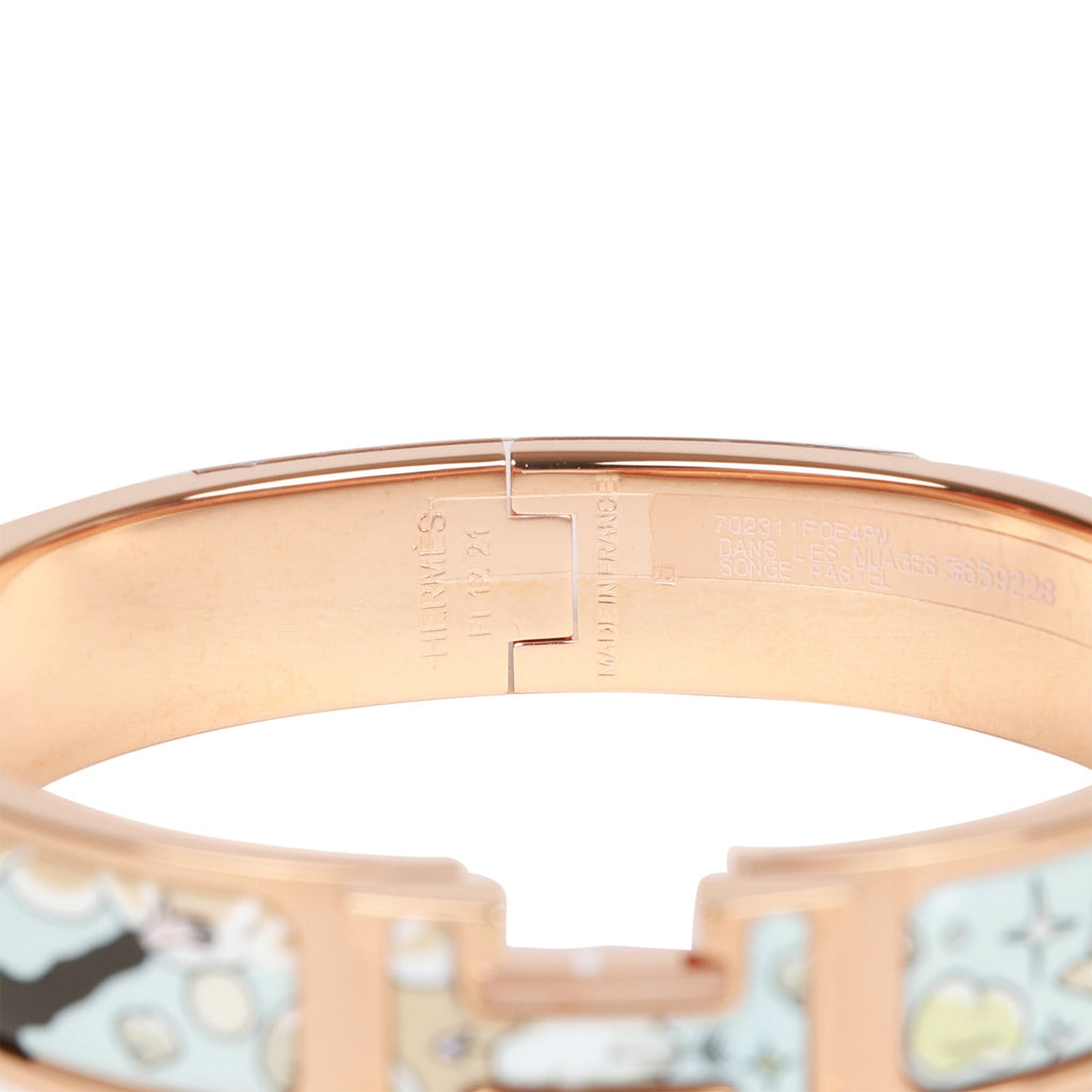 Hermes Dans Les Nuages Clic Clac H Narrow Enamel Bracelet PM RGHW