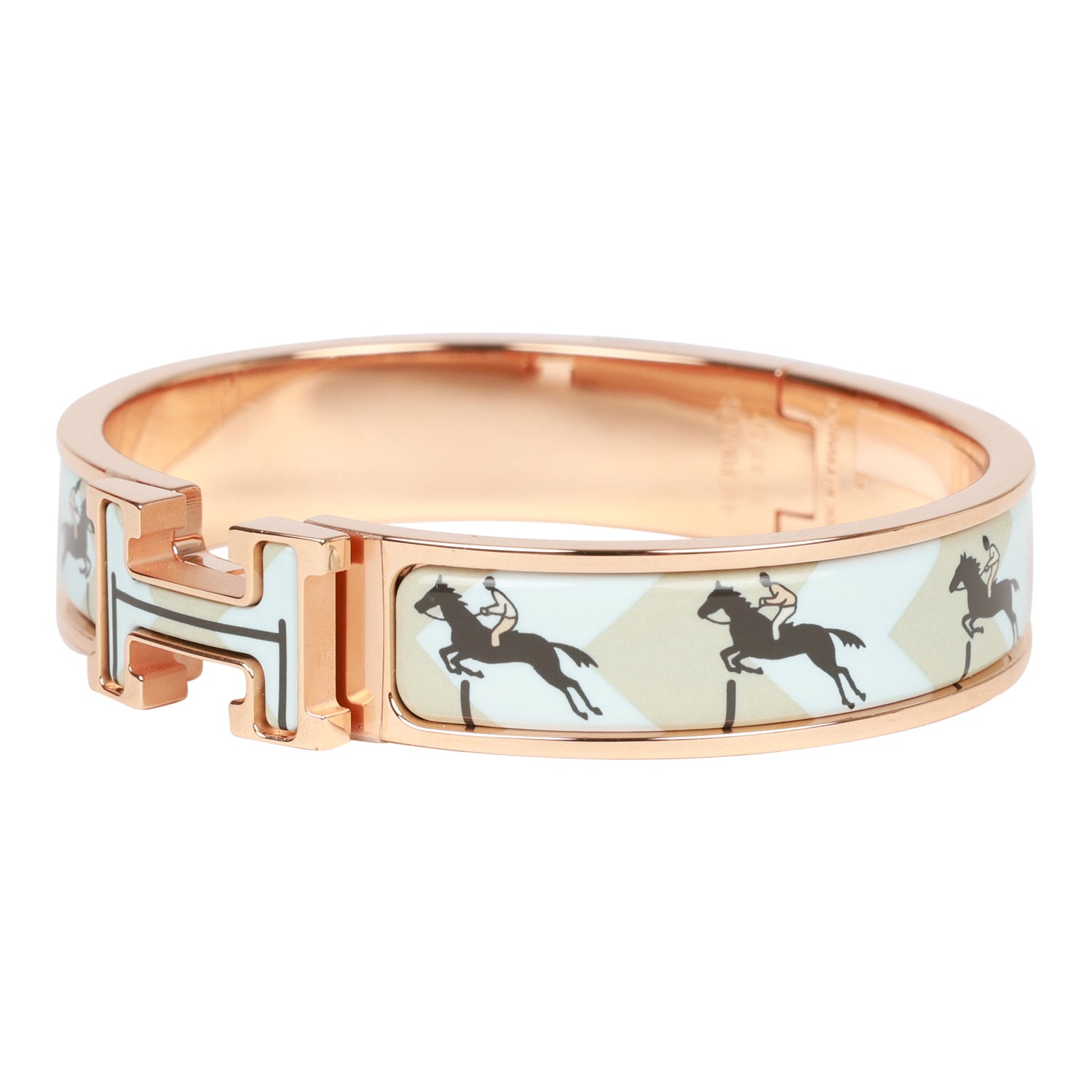 Hermes Les Allures Clic Clac H Narrow Enamel Bracelet PM RGHW