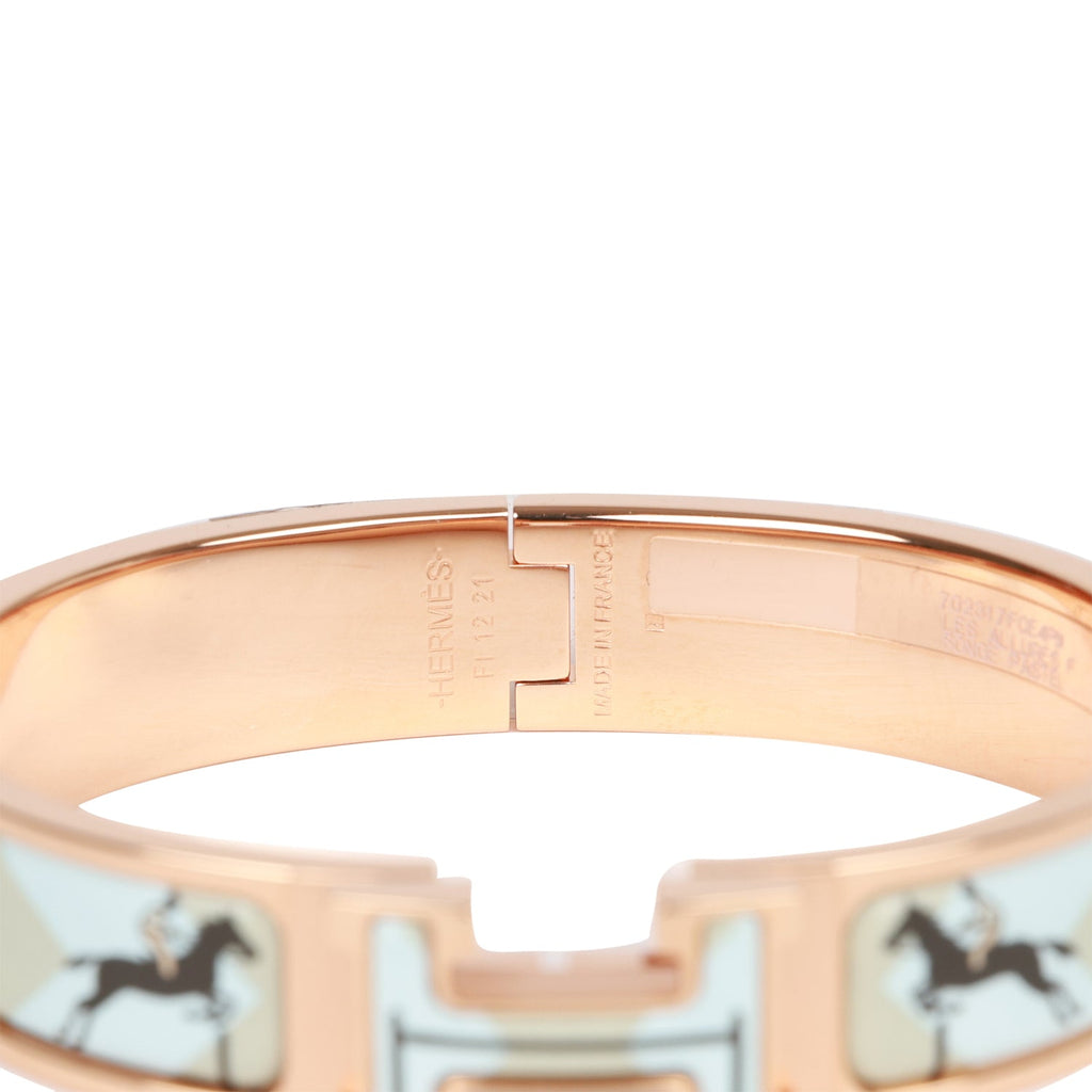 Hermes Les Allures Clic Clac H Narrow Enamel Bracelet PM RGHW