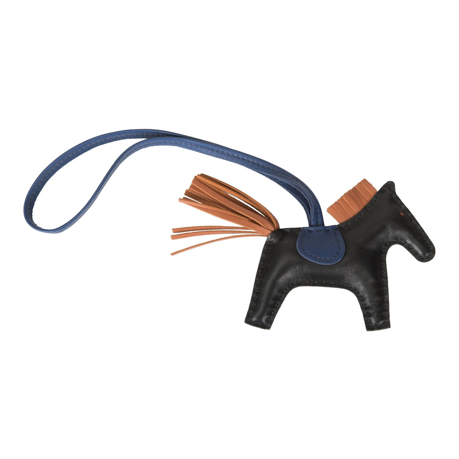 Hermes Black/Gold/Blue Sapphire Grigri Horse Rodeo Bag Charm PM