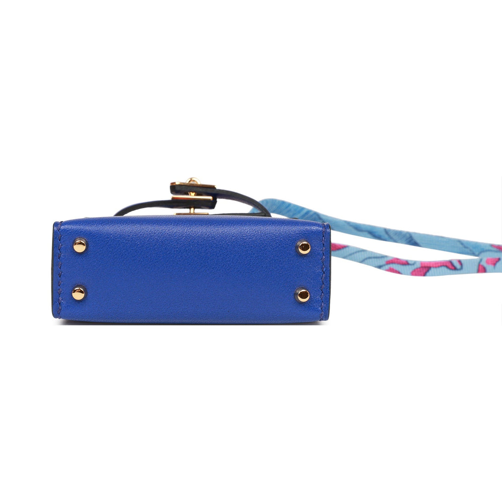Hermes Bleu Electric Tadelakt Mini Kelly Twilly Bag Charm