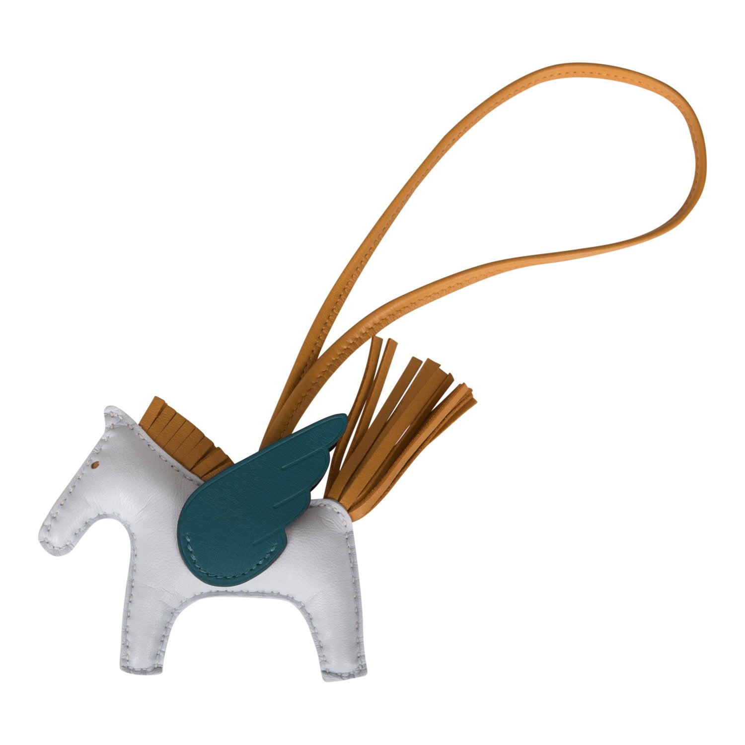 Hermes Bleu Brume/Sesame/Vert Bosphore Pegasus Horse Rodeo Bag Charm PM
