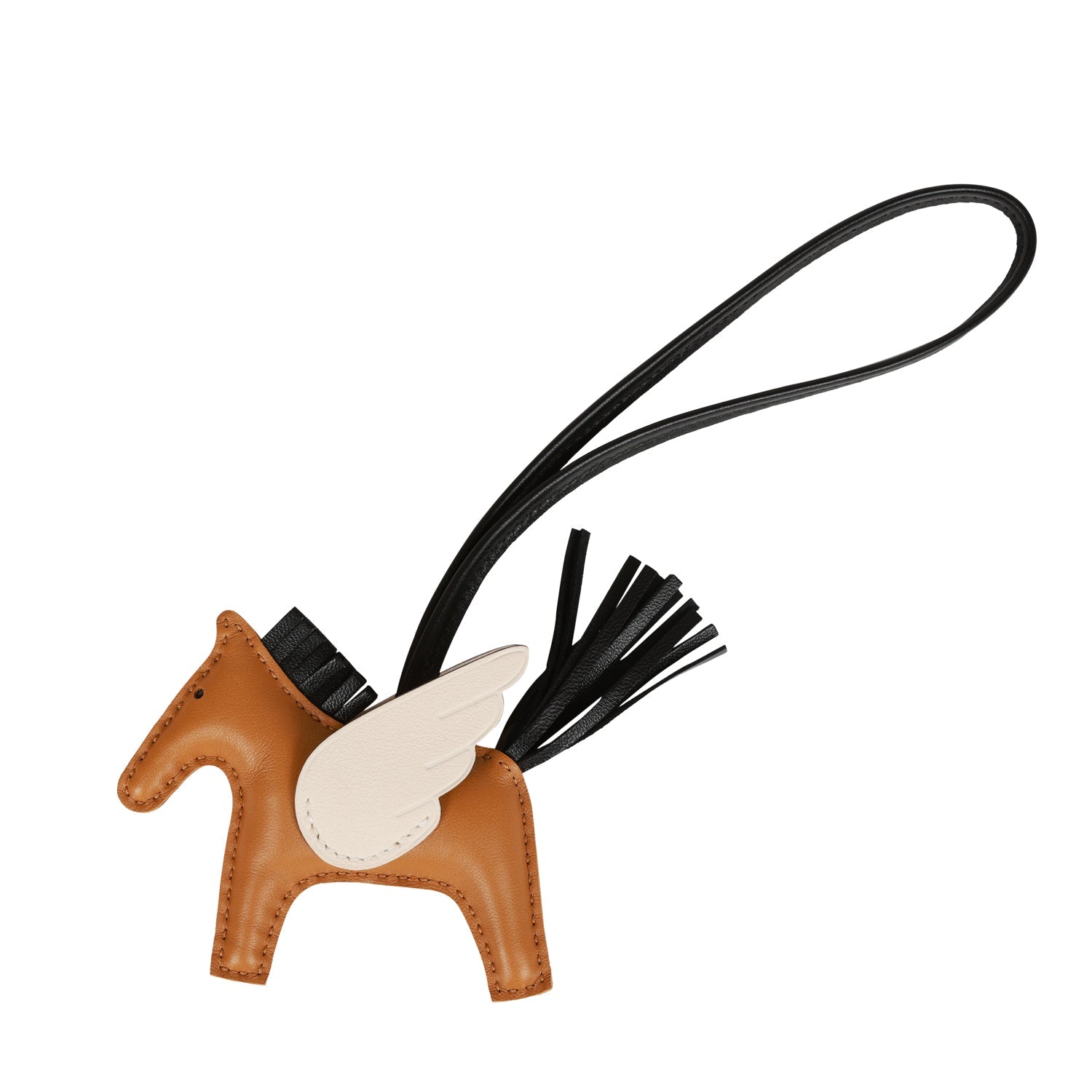 Hermes Sesame/Nata/Black Pegasus Horse Rodeo Bag Charm PM